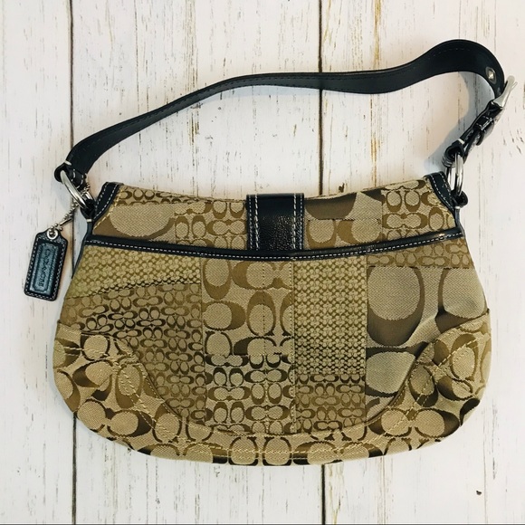 Coach Brown Cloth and Leather Satchel - Picture 6 of 9